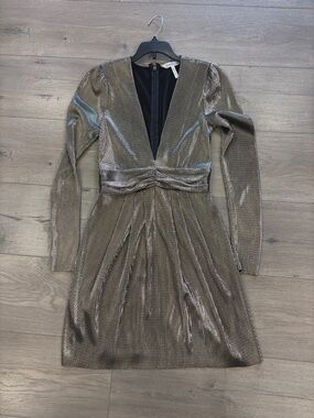 BCBGeneration Metallic V-Neck Party mini Dress